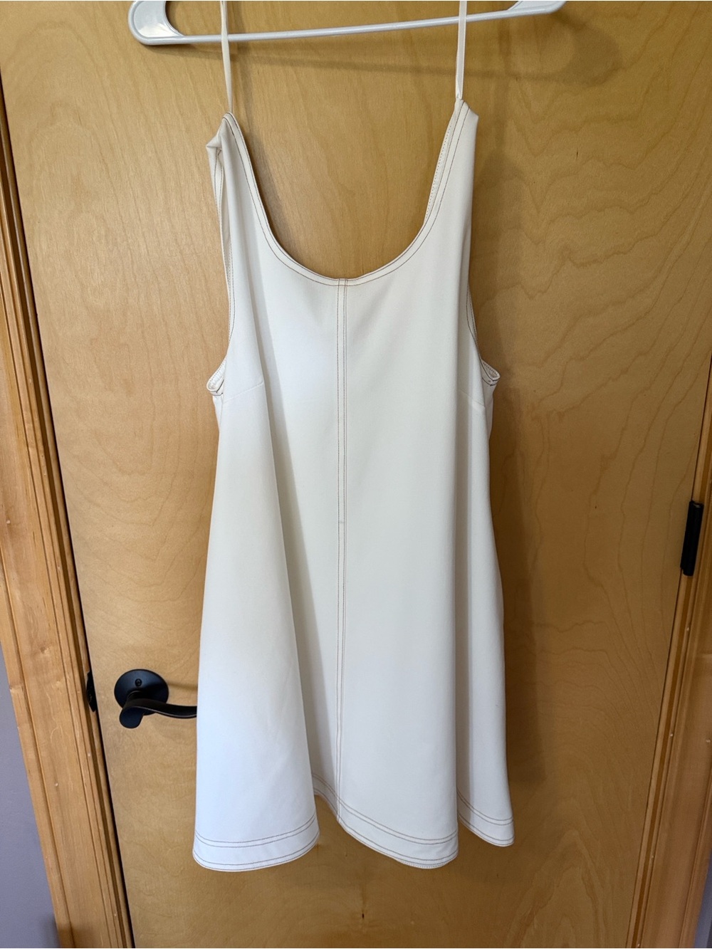 sparrow Cream Shift Dress with Contrast Topstitching